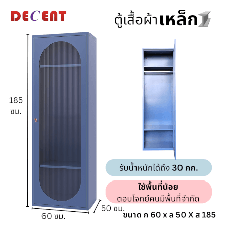 ตู้เสื้อผ้า บานเปิด 1 ประตู DECENT รุ่นมินิ สีฟ้าคราม 60ซม._2